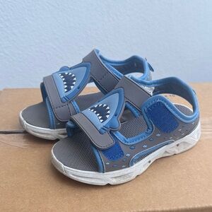 Carter’s Toddler Blue Shark Sandals Light Up Side - Breathable Adjustable Straps